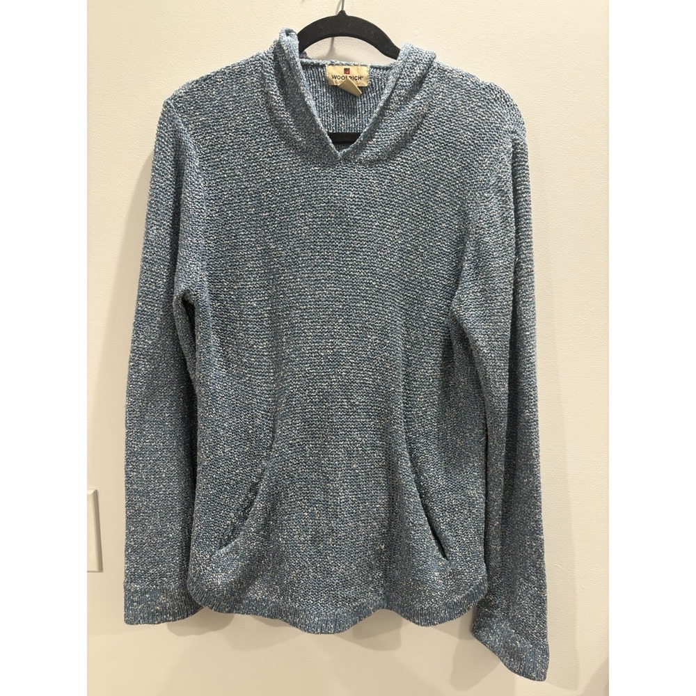 Women's Woolrich‎ Peacock Heather Blue Hooded Pullover Sweater With Pockets SzM